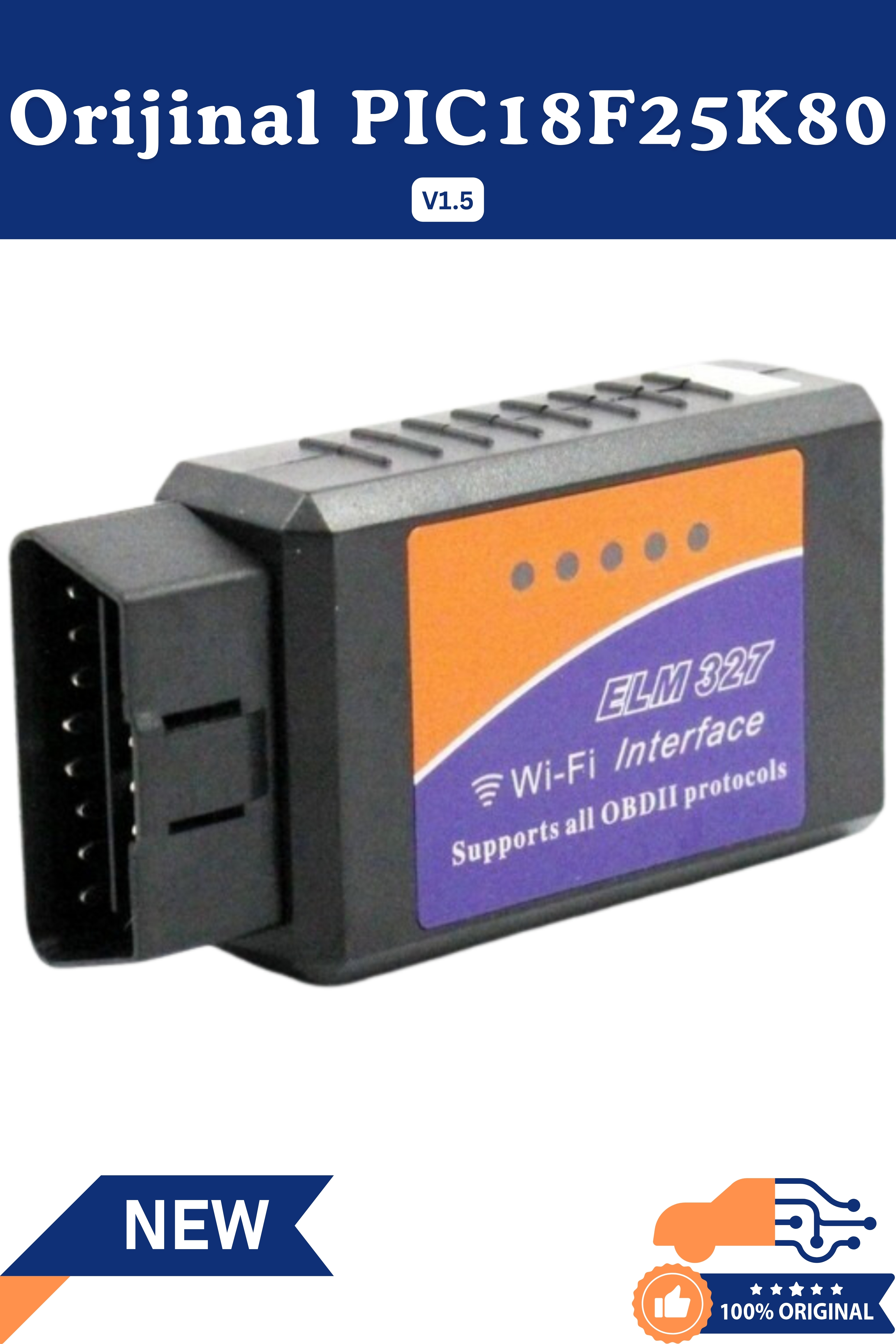 ELM327 v1.5 WiFi Türkçe Araç Arıza Tespit Cihazı OBD2 - Orijinal PIC18F25K80 Çipli, IOS / Android / Windows Uyumlu